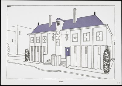 Bains, from Une Cite Moderne, Dessins de Rob Mallet-Stevens Architecte by Robert Mallet Stevens
